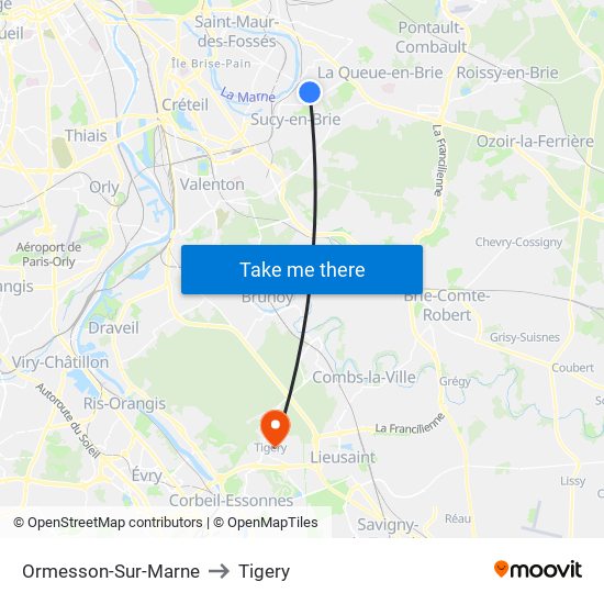 Ormesson-Sur-Marne to Tigery map