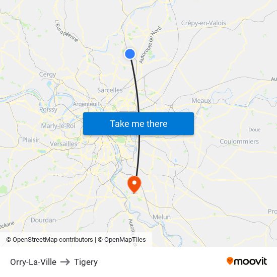 Orry-La-Ville to Tigery map
