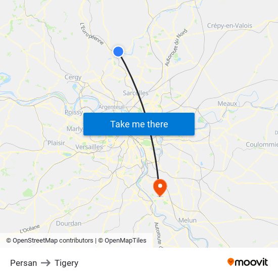 Persan to Tigery map