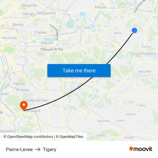 Pierre-Levee to Tigery map