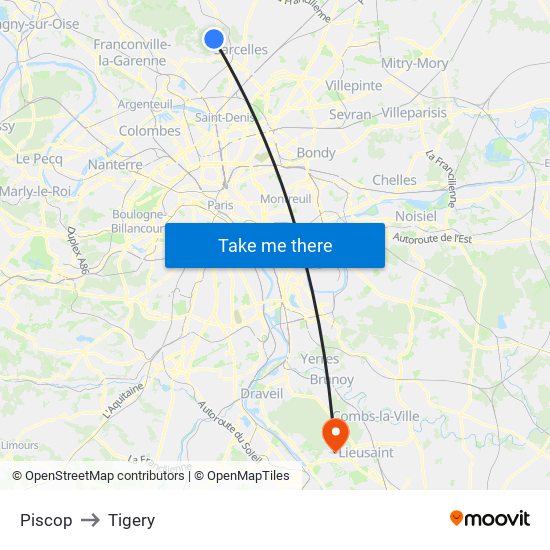 Piscop to Tigery map