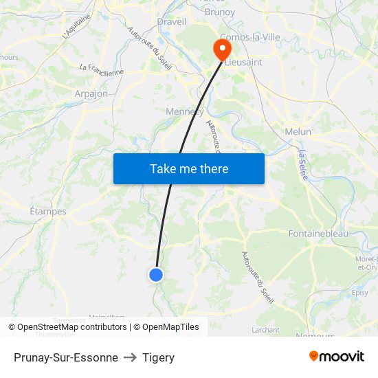 Prunay-Sur-Essonne to Tigery map