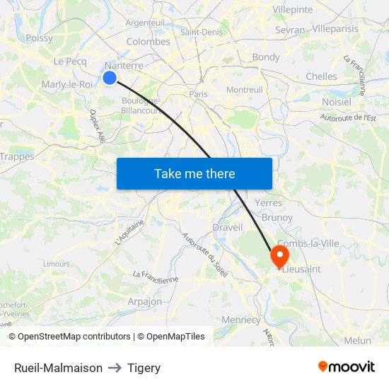 Rueil-Malmaison to Tigery map