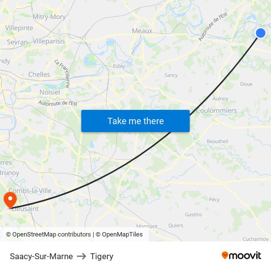 Saacy-Sur-Marne to Tigery map