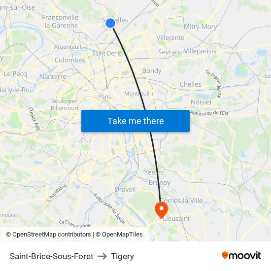 Saint-Brice-Sous-Foret to Tigery map