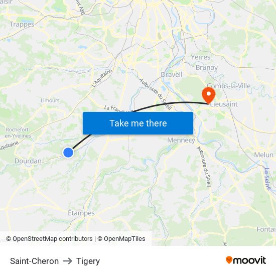 Saint-Cheron to Tigery map