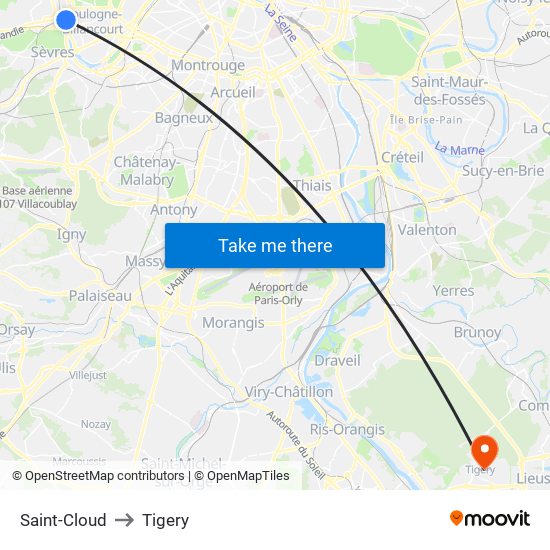 Saint-Cloud to Tigery map