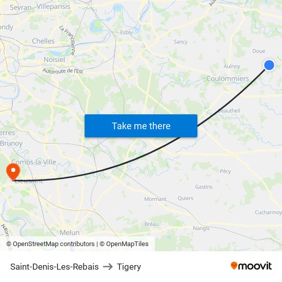 Saint-Denis-Les-Rebais to Tigery map