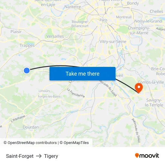 Saint-Forget to Tigery map