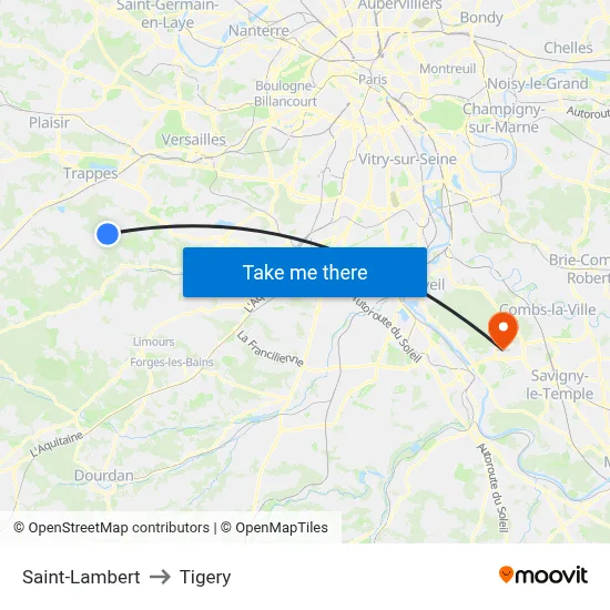 Saint-Lambert to Tigery map
