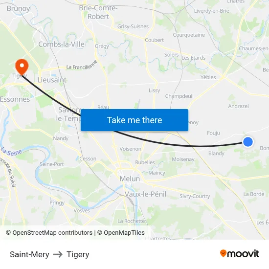 Saint-Mery to Tigery map