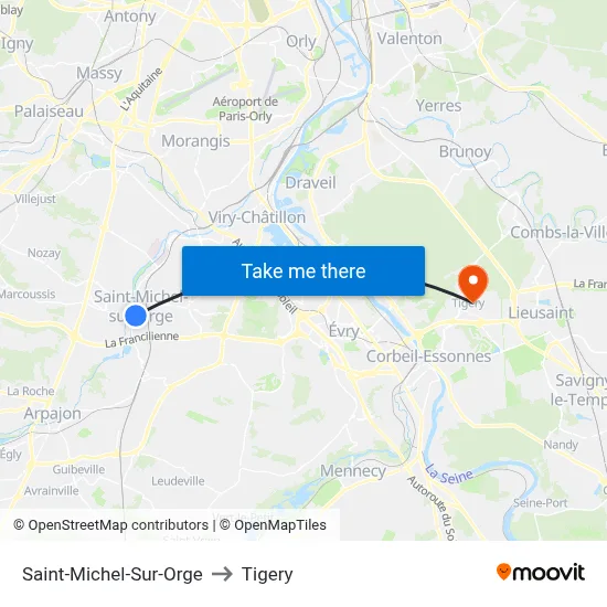 Saint-Michel-Sur-Orge to Tigery map