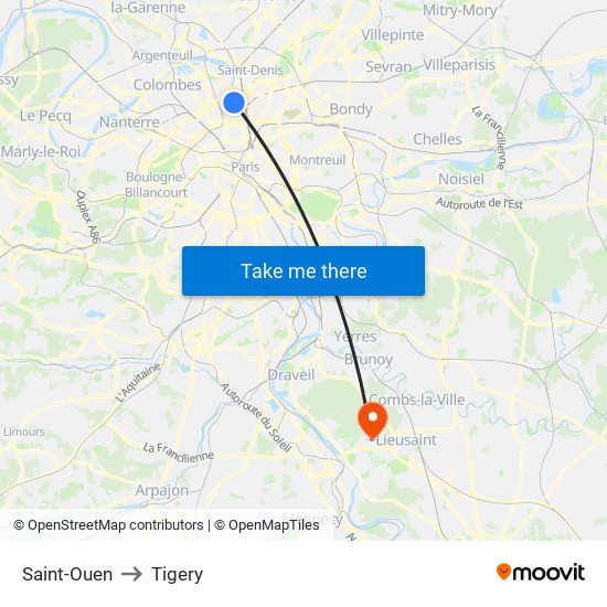 Saint-Ouen to Tigery map