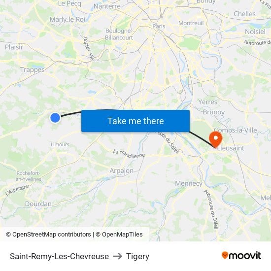 Saint-Remy-Les-Chevreuse to Tigery map