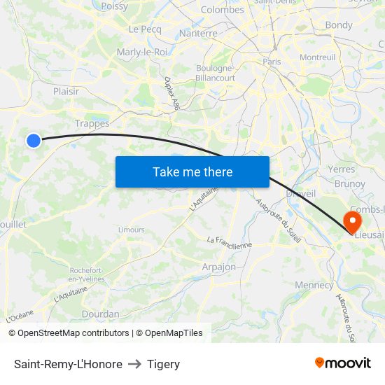 Saint-Remy-L'Honore to Tigery map