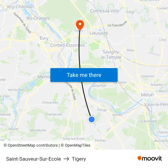 Saint-Sauveur-Sur-Ecole to Tigery map