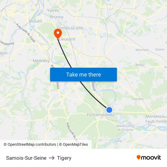 Samois-Sur-Seine to Tigery map