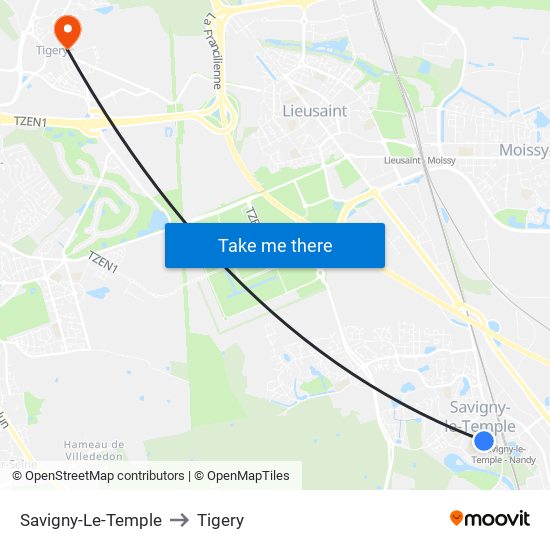 Savigny-Le-Temple to Tigery map