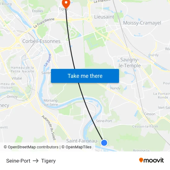 Seine-Port to Tigery map