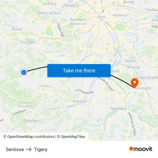 Senlisse to Tigery map