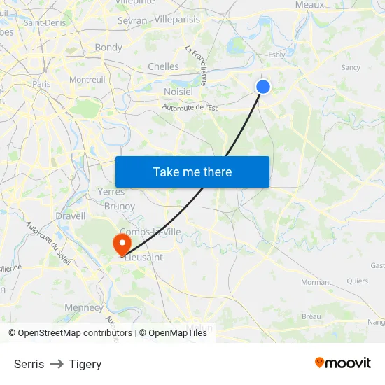 Serris to Tigery map