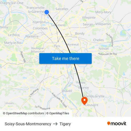 Soisy-Sous-Montmorency to Tigery map