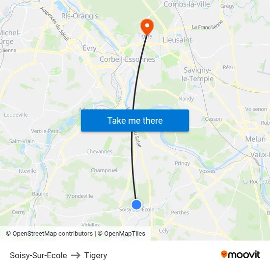Soisy-Sur-Ecole to Tigery map