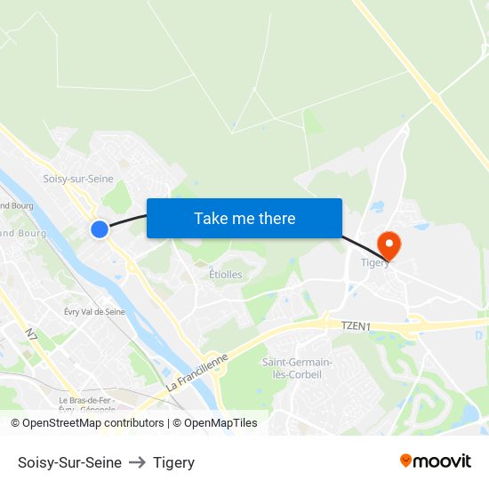Soisy-Sur-Seine to Tigery map