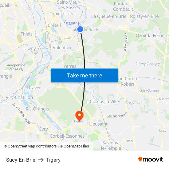 Sucy-En-Brie to Tigery map