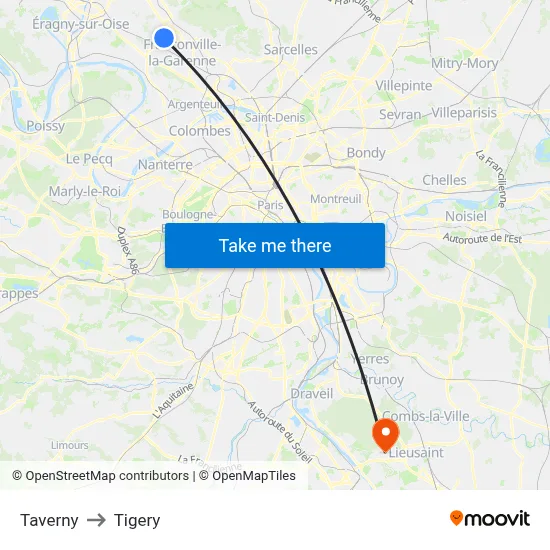 Taverny to Tigery map