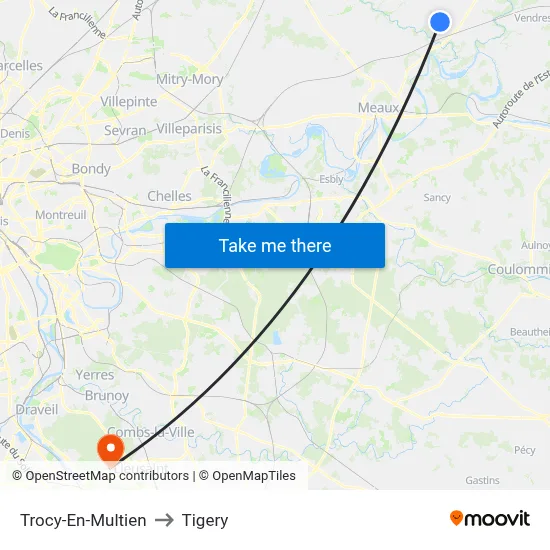 Trocy-En-Multien to Tigery map