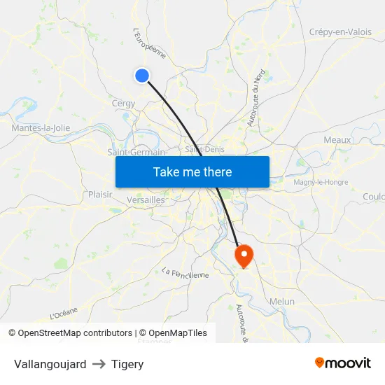 Vallangoujard to Tigery map