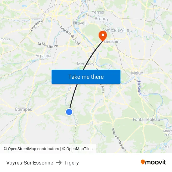 Vayres-Sur-Essonne to Tigery map