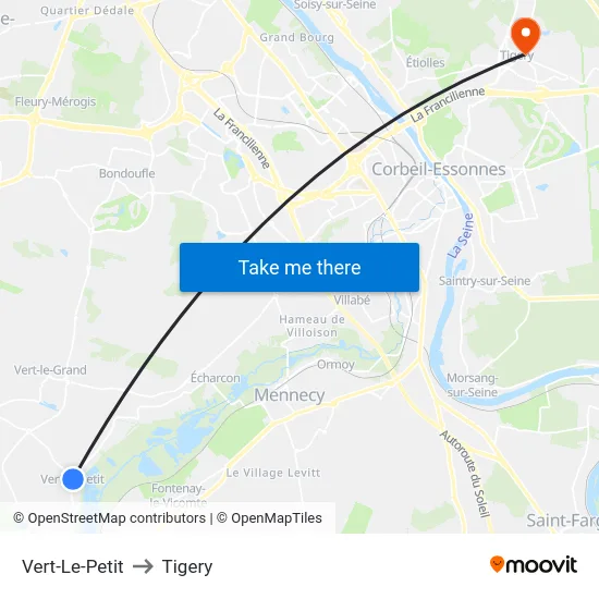 Vert-Le-Petit to Tigery map