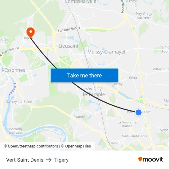 Vert-Saint-Denis to Tigery map