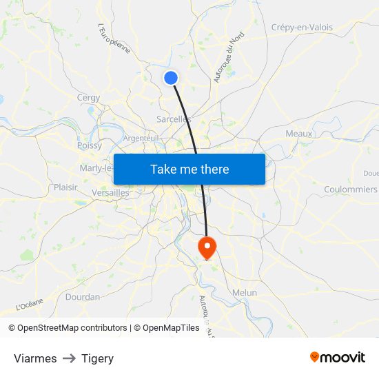 Viarmes to Tigery map