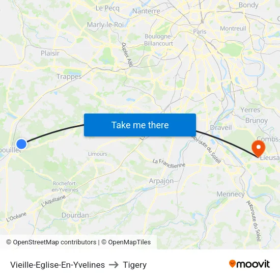 Vieille-Eglise-En-Yvelines to Tigery map