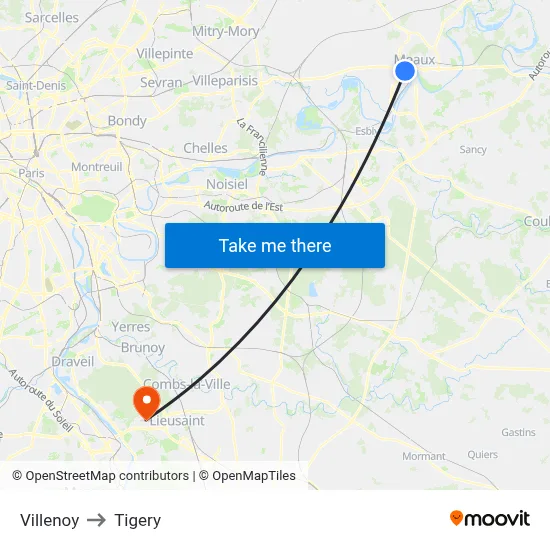 Villenoy to Tigery map