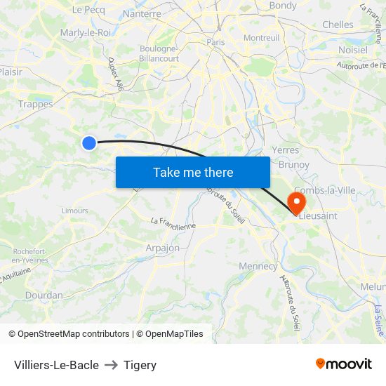 Villiers-Le-Bacle to Tigery map