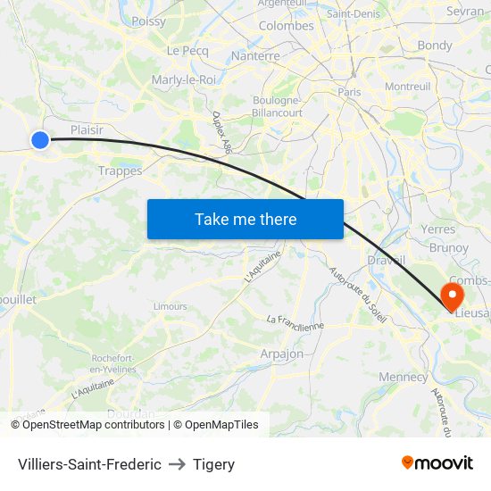 Villiers-Saint-Frederic to Tigery map