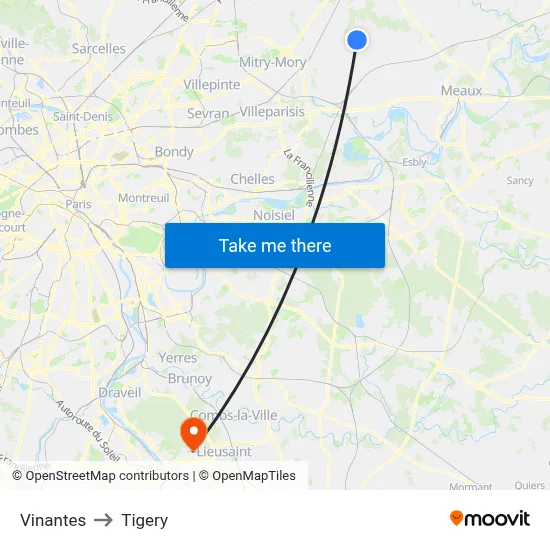 Vinantes to Tigery map