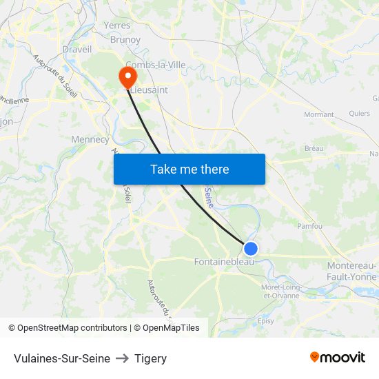 Vulaines-Sur-Seine to Tigery map