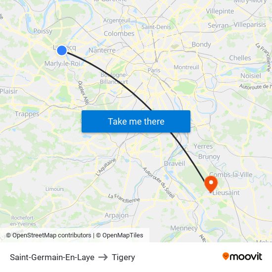 Saint-Germain-En-Laye to Tigery map
