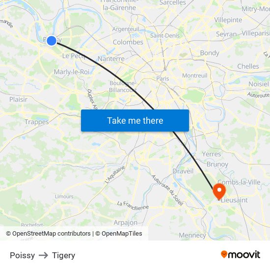 Poissy to Tigery map