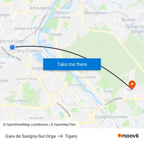 Gare de Savigny-Sur-Orge to Tigery map