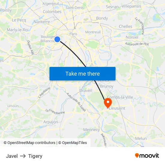 Javel to Tigery map