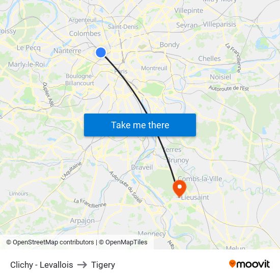 Clichy - Levallois to Tigery map