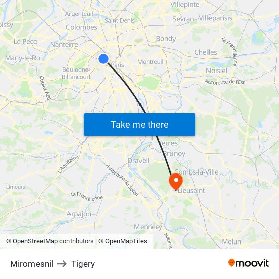 Miromesnil to Tigery map