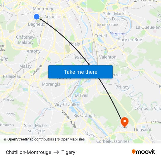 Châtillon-Montrouge to Tigery map