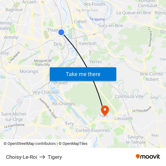 Choisy-Le-Roi to Tigery map